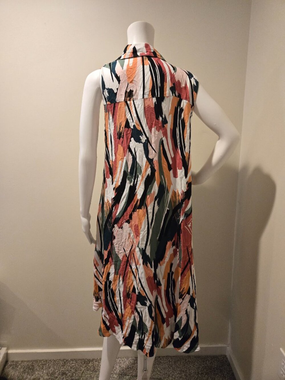 NWT Apricot Abstract Print Button Front Dress Orange Black 8 - Picture 5 of 5